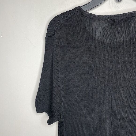 MADEWELL Sweater Tee Women Small Black Micro-Rib Knit Stretch Viscose NQ337 - Picture 8 of 13